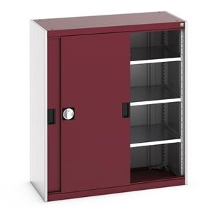 40013069.** Bott cubio cupboard with lockable sliding doors 1200mm high x 1050mm wide x 525mm deep and supplied with 3 x 100kg capacity shelves.   Ideal for areas with limited space where standard outward opening doors would not be suitable....